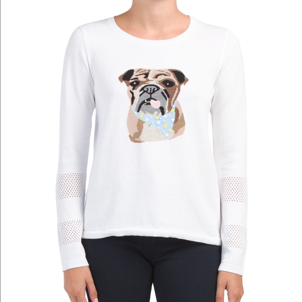 NWT Lisa Todd Cotton Bulldog sweater size Medium